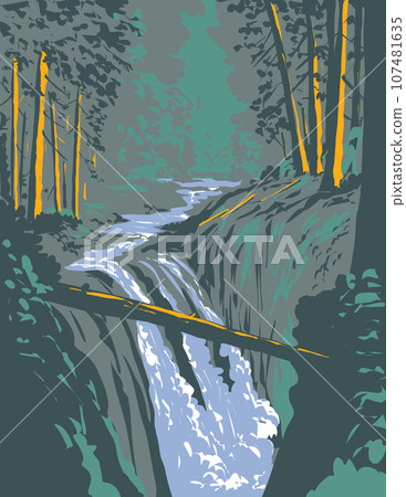 Sol Duc Falls on Soleduck River Olympic National Park Washington State WPA Poster Art Sol Duc Falls on Soleduck River Olympic National Park Washington State WPA Poster Art 107481635