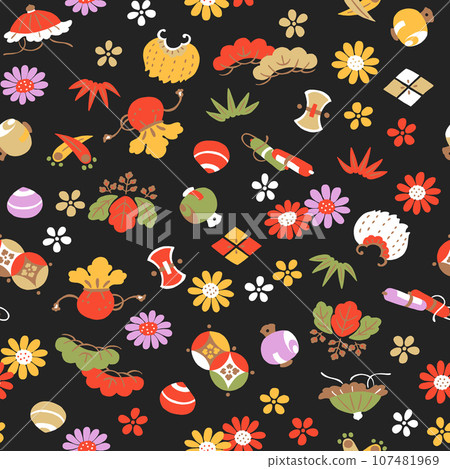 Treasure pattern - Seamless Japanese pattern - 2way - Hand-drawn 107481969