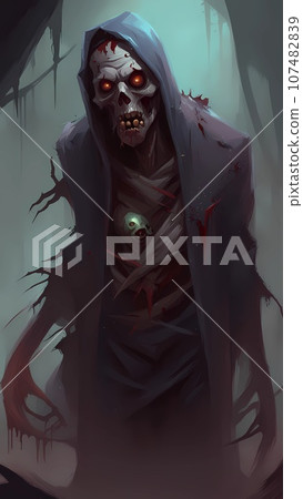 Undead necromancer cartoon character design illustration Undead necromancer cartoon character design illustration 107482839