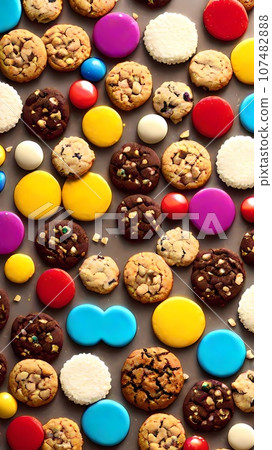Colorful assorted cookies illustration  107482888