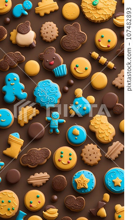Colorful assorted cookies illustration  107482893