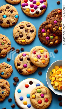 Colorful assorted cookies illustration  107482899