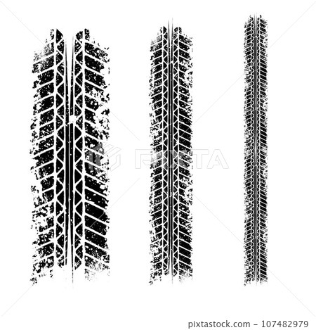 Grunge horizontal tire track set Grunge horizontal tire track set 107482979