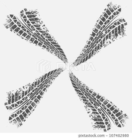 Grunge cross tire track grey 107482980