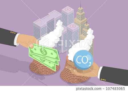 3D Isometric Flat Vector Conceptual Illustration of Carbon Tax 107483065