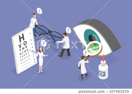 3D Isometric Flat Vector Conceptual Illustration of Ophthalmologist 107483070