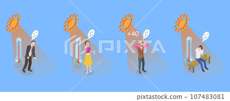 3D Isometric Flat Vector Conceptual Illustration of Heatstroke 107483081