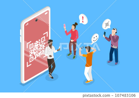 3D Isometric Flat Vector Conceptual Illustration of QR Codes 107483106