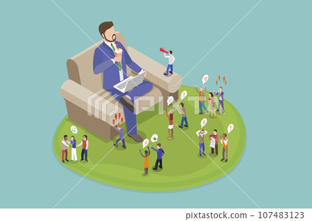 3D Isometric Flat Vector Conceptual Illustration of Bossy Manager 107483123