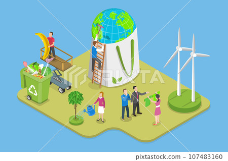3D Isometric Flat Vector Conceptual Illustration of Sustainable Choice 3D Isometric Flat Vector Conceptual Illustration of Sustainable Choice 107483160