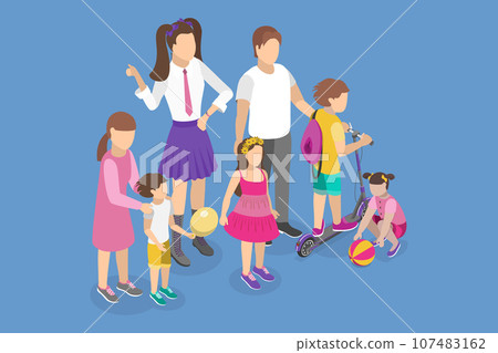 3D Isometric Flat Vector Conceptual Illustration of Sisters And Brothers 107483162