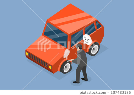 3D Isometric Flat Vector Conceptual Illustration of Malicious Car Damage 3D Isometric Flat Vector Conceptual Illustration of Malicious Car Damage 107483186