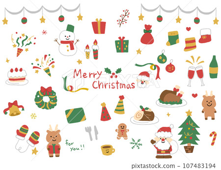 Christmas hand-drawn style illustration material set 107483194