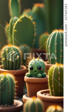 3D cactus cartoon design illustration  107485361