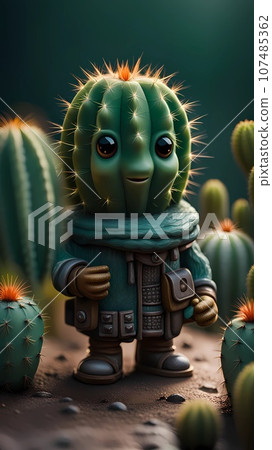 3D cactus cartoon design illustration 3D cactus cartoon design illustration 107485362