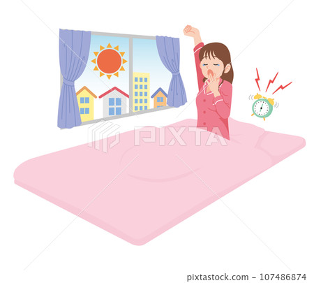 醒來打呵欠的年輕女子蒲團 107486874