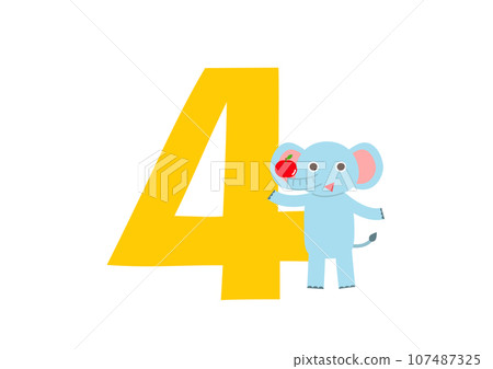 number 4 and elephant 107487325