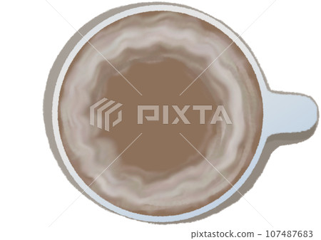 Illustration material of a coffee cup seen from directly above 107487683