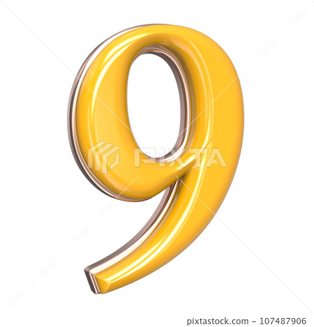Font yellow number 3d render Font yellow number 3d render 107487906