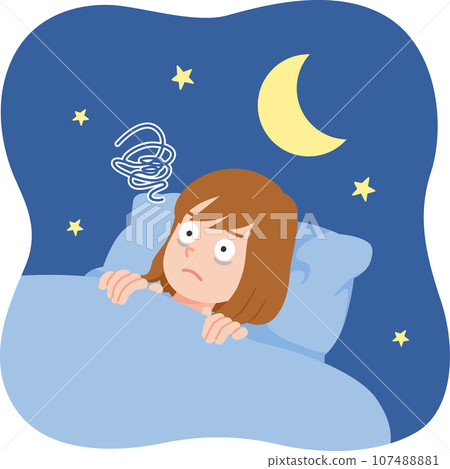 一個無法入睡的年輕女子的特寫 107488881