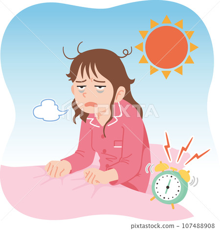 一個疲憊的年輕女子醒來，特寫 107488908