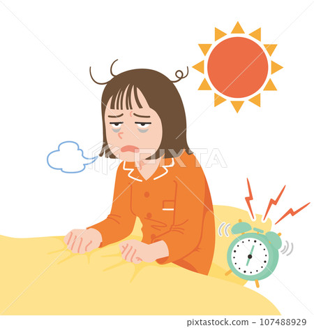 醒來疲憊的年輕女子，白色背景，特寫 107488929