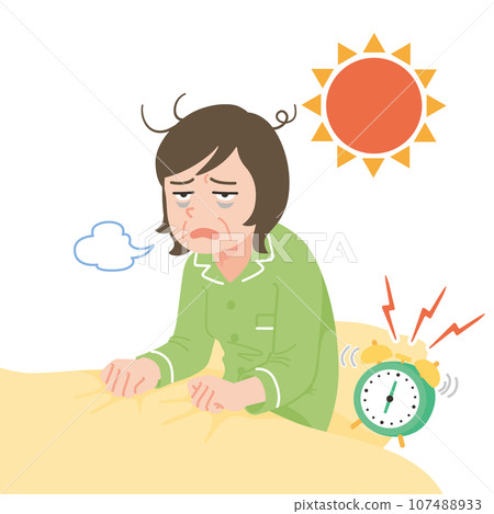 Waking up exhausted middle-aged woman close-up white background Waking up exhausted middle-aged woman close-up white background 107488933