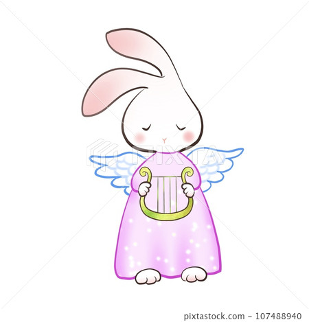 天使兔與豎琴的插圖 107488940