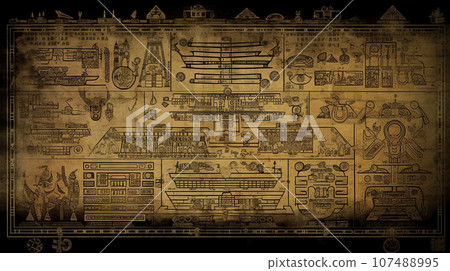 Background of ancient murals: said to depict scenes of disasters (fake) 107488995