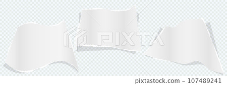 Set of white ripped paper sheet Set of white ripped paper sheet 107489241