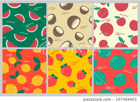 Decorative pattern set with colorful fruits - Stock Illustration ...