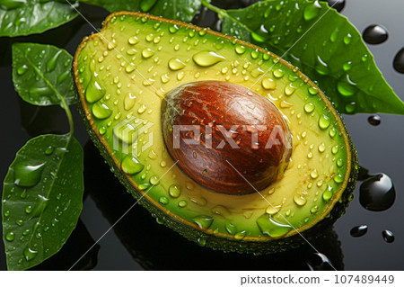 Top shot of fresh avocado , AI generated 107489449