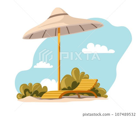 Ecotour and rest, beach with umbrella for shade 107489532