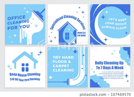 Social media web post set for cleaning company Social media web post set for cleaning company 107489570