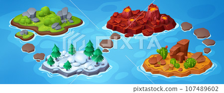 Adventure game ui level map with island in ocean 107489602