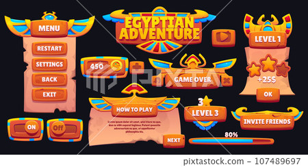 Egyptian adventure game ui design templates 107489697