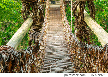 Kazura Bridge in Iya, Tokushima Prefecture, Oboke Iya Kazura Bridge in Iya, Tokushima Prefecture, Oboke Iya 107489926