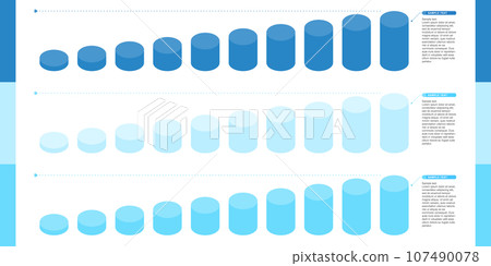 A set of cylinder charts visualizing quantities and proportions - simple infographics A set of cylinder charts visualizing quantities and proportions - simple infographics 107490078