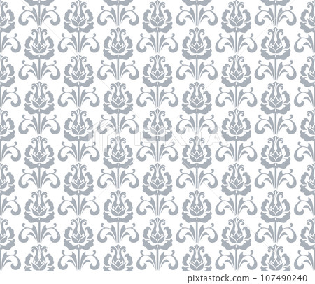 Flower geometric pattern. Seamless vector background. Gray and white ornament. 107490240