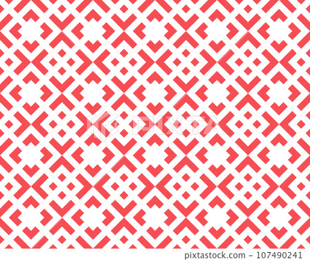 The geometric pattern with lines. Seamless vector background. White and pink texture. Graphic modern pattern. Simple lattice graphic design 107490241