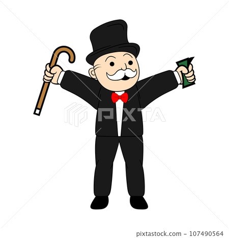 Rich Uncle Penny Character Vector Illustration 107490564