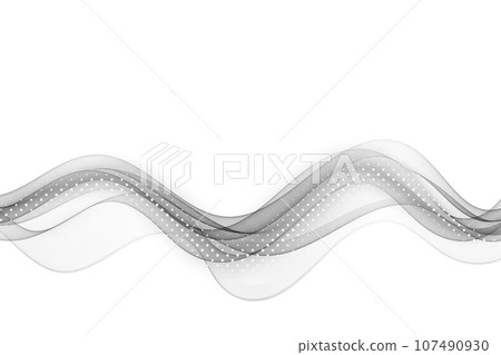 Curved wavy lines of gray, abstract gray wave with halftone effect. Curved wavy lines of gray, abstract gray wave with halftone effect. 107490930