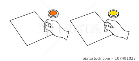 Image set of stamping on paper with a stamp Image set of stamping on paper with a stamp 107491022
