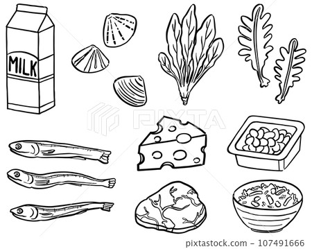 Mineral illustration set nutrition 1 color Mineral illustration set nutrition 1 color 107491666