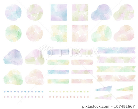 Illustration set of watercolor style speech bubbles and frames Illustration set of watercolor style speech bubbles and frames 107491667