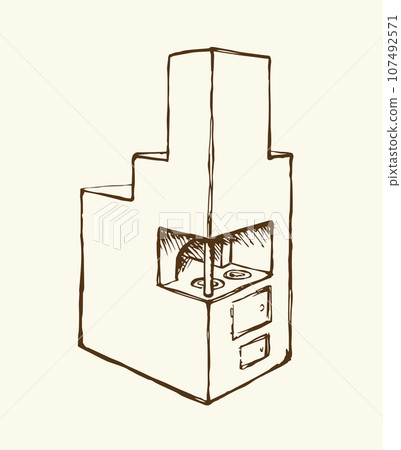 Old Russian stove. Vector drawing Old Russian stove. Vector drawing 107492571