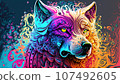 cool wolf graphic art 107492605