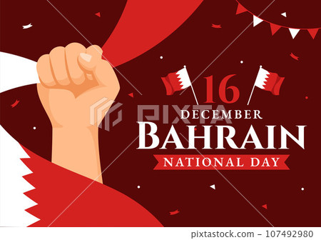 Bahrain National Day or Independence Vector Illustration on 16th of December With Wavy Flag in Flat Patriotic Holiday Cartoon Background Design Bahrain National Day or Independence Vector Illustration on 16th of December With Wavy Flag in Flat Patriotic Holiday Cartoon Background Design 107492980