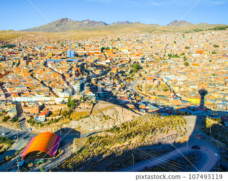 Aerial view of Potosi in Bolivia on sunny summer day Aerial view of Potosi in Bolivia on sunny summer day 107493119