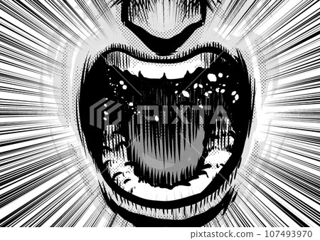 Illustration of a mouth screaming vigorously Illustration of a mouth screaming vigorously 107493970